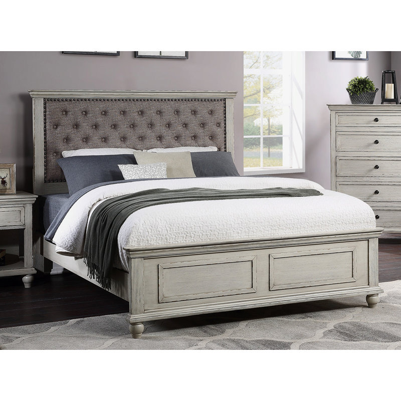 Durand Upholstered Standard Bed, King, Antique White