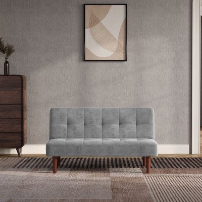 Small 122cm 2-Seater Padded Convertible Sofa Bed with Wooden Legs