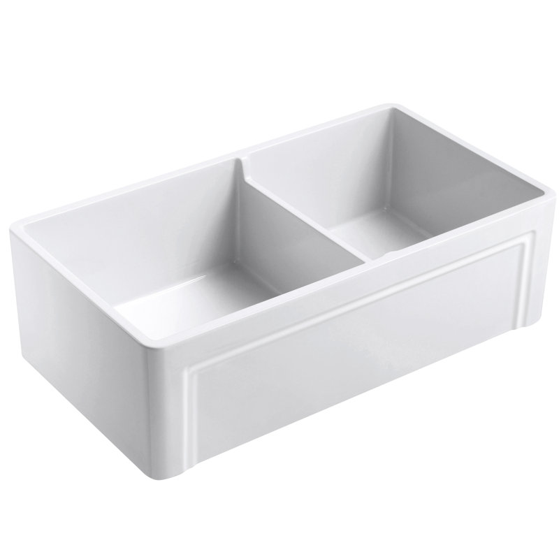 Évier de cuisine à double cuve à tablier frontal L 33 po x l 18 po Floretta