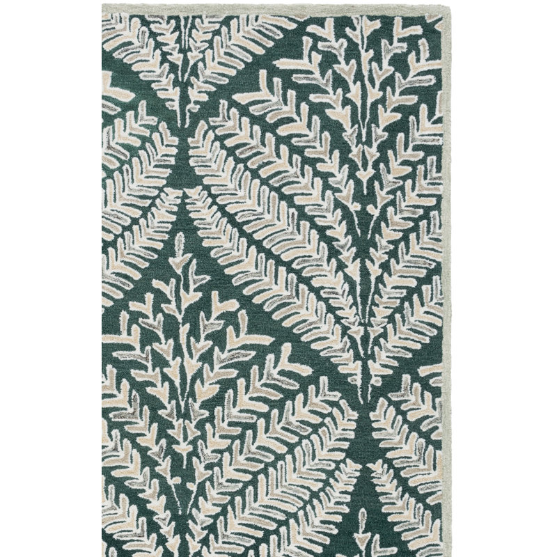 Jahwan Hand Tufted Wool Floral Rug, Rectangle 5' x 8'