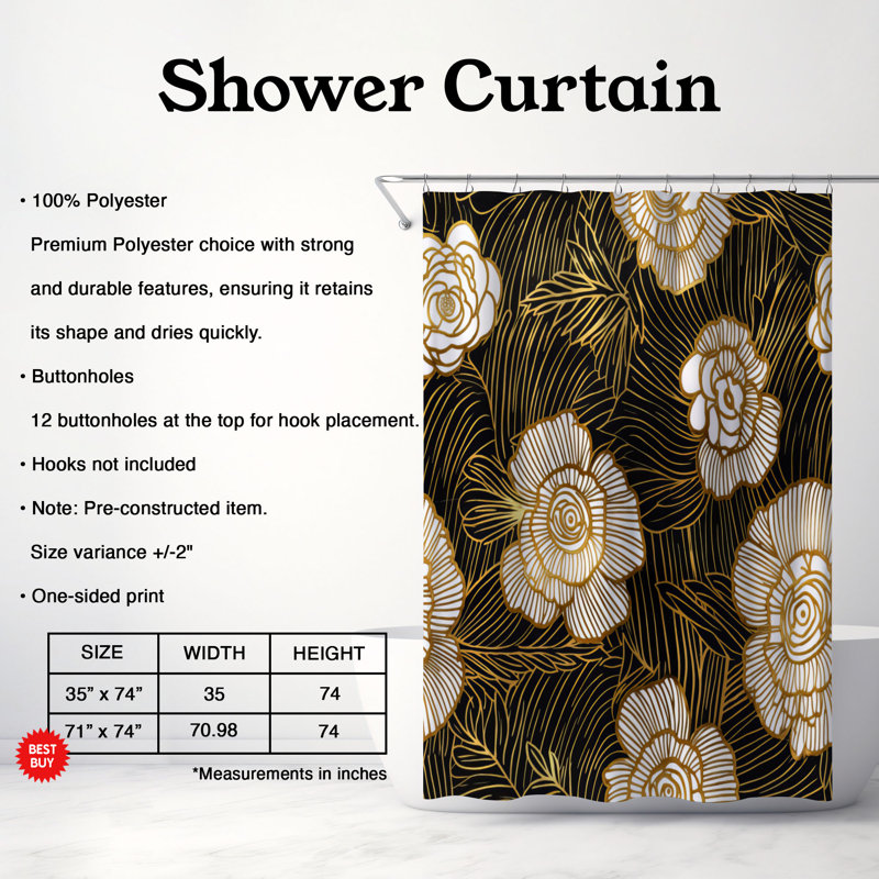 Rideau de douche Deluxe Romance - Premium, H 74 po x l 71 po