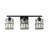 3-Light Black Metal and Crystal Vanity Light with E26 Base, Dimmable, UL Certified Bathroom Wall Fixture