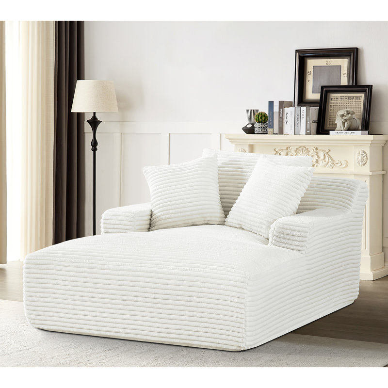 Chaise longue en velours côtelé doux, canapé confortable avec rembourrage en mousse, canapé-lit confortable pour le salon, la chambre à coucher, aucun assemblage requis
