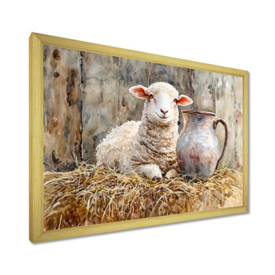 Douwine Baby Sheep Portrait at The Barn I - Sheep, art mural