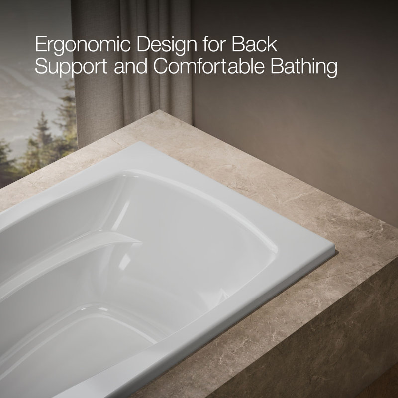 Mariposa 66" x 37" Drop in Soaking Acrylic Bathtub, White