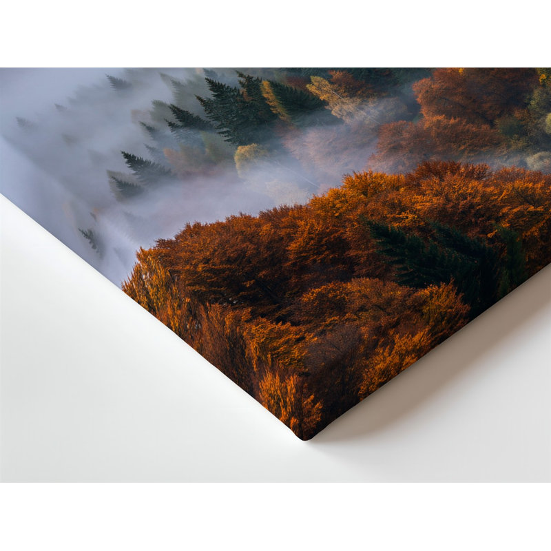 Toile, "Un paysage d'automne serein avec une forêt dense", art mural sur toile, H 20 po x l 30 po