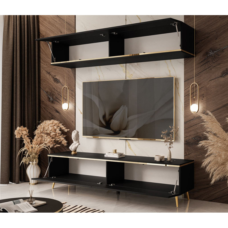 AURORA TV Stand on Legs, Black