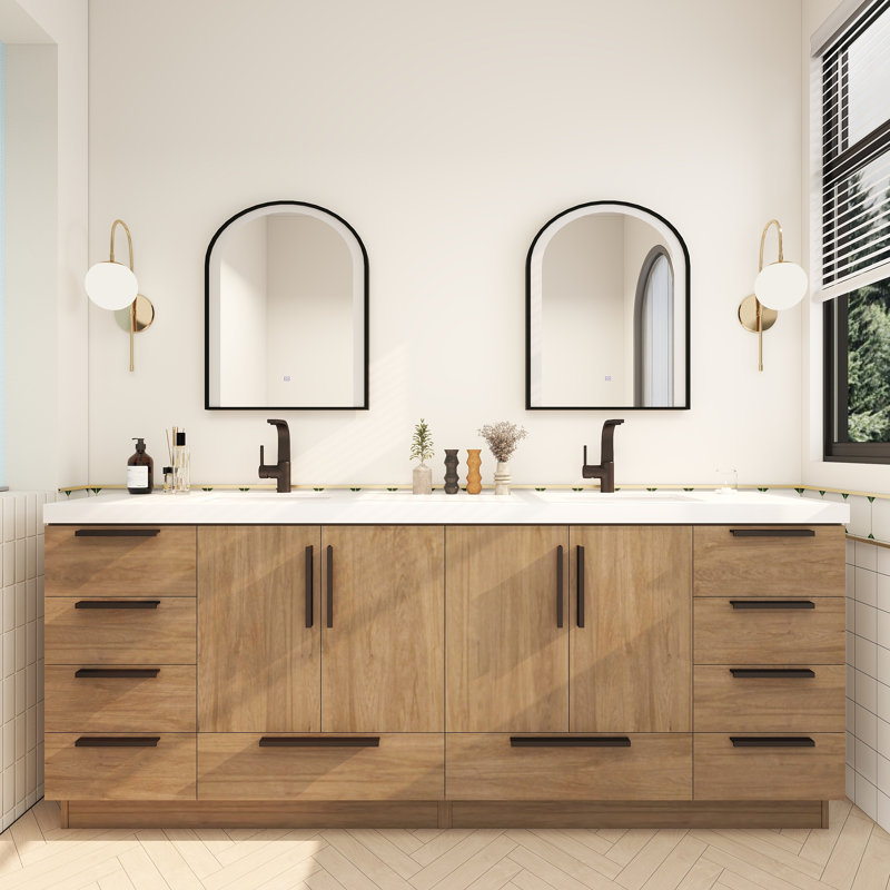 Carla Freestanding Bathroom Vanity with Double Sink, 83", Dark French Oak