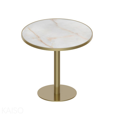 Table bistro ronde et moderne 31,5 pouces avec plateau tulipe et plateau en faux marbre, facile à assembler, structure en métal robuste