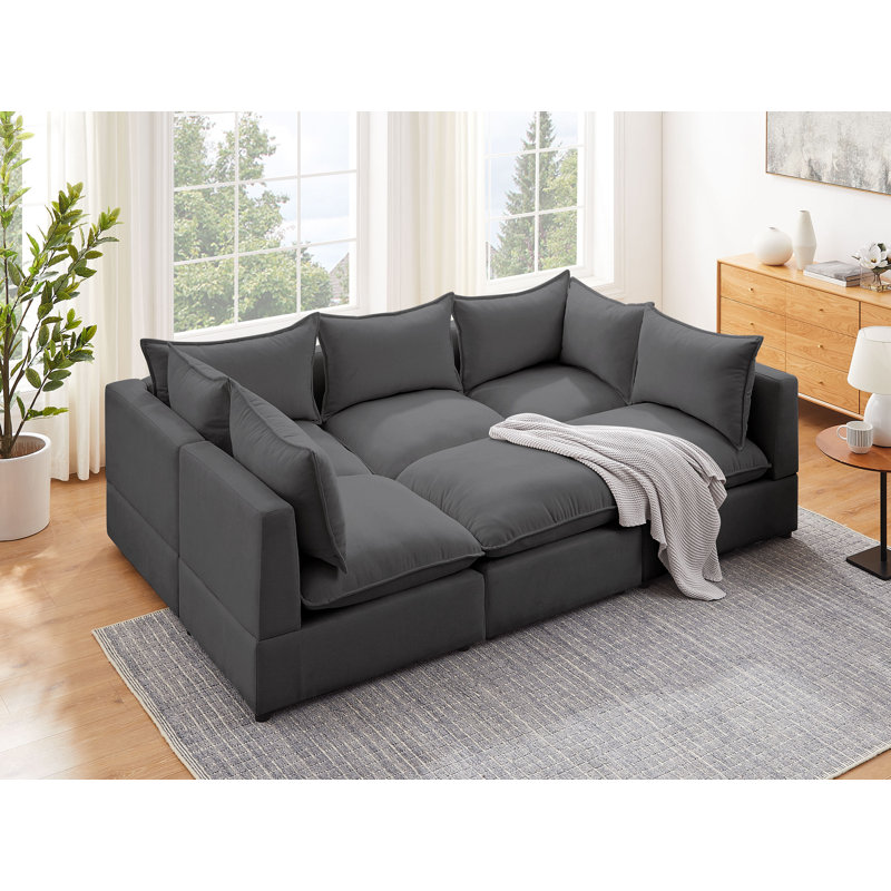 Canapé modulaire Shannai, 100 % polyester gris