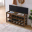 Un long banc à langer réglable en hauteur en bois d'hévéa naturel est livré avec un siège confortable, un espace de rangement dissimulé et de grands compartiments de rangement. Comprend un grain de bois naturel. Brun