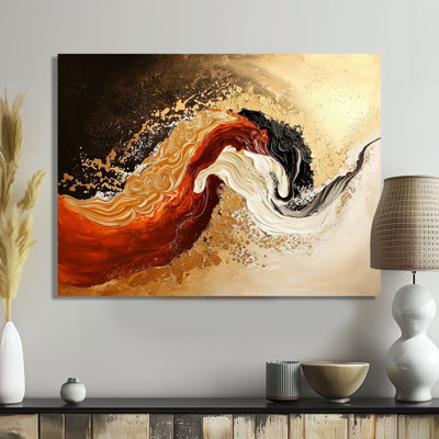 Red And Golden Desert Wave II - Abstract Landscapes Wall Art