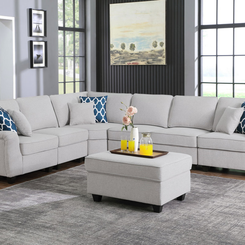 Upholstered 99.02 " Linen Sofa & Chaise