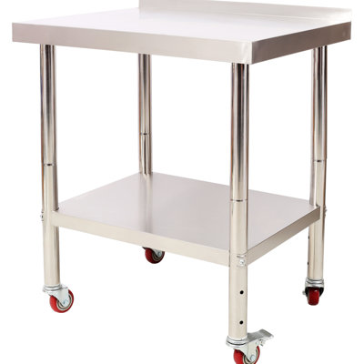 Table de travail robuste en acier inoxydable 30 x 24 35-1 / 2 pouces avec charge de 440 lb, dosseret, tablette réglable et 4 tables de préparation pour la cuisine, rangement pour la lessive sous la tablette