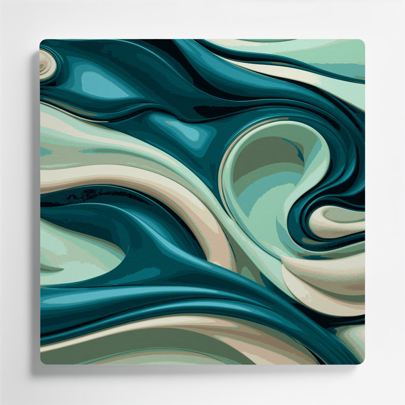 Paysage abstrait 34, art mural en métal vert, H 12 po x l 12 po