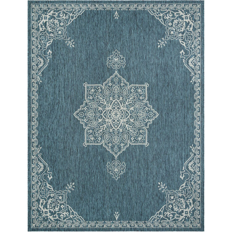 Tapis transitionnel de couleur vert foncé Tollefson, Rectangle 10 pi x 13 pi 1 po