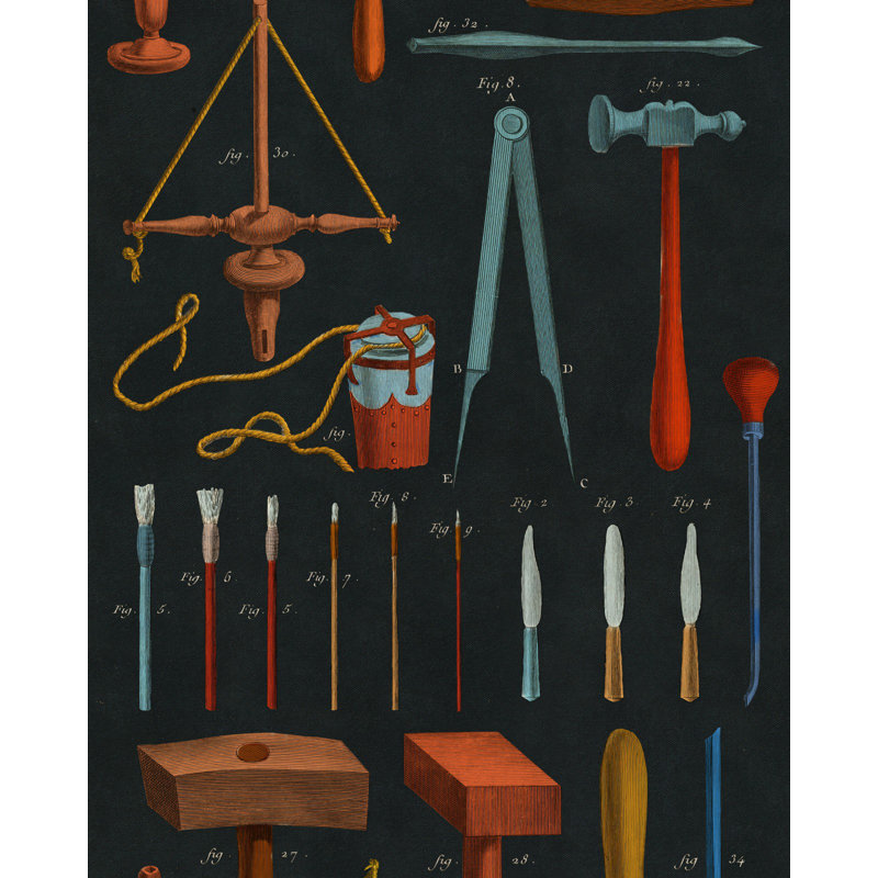 The Artists House Wallpaper Roll, Anthracite/Red/Blue