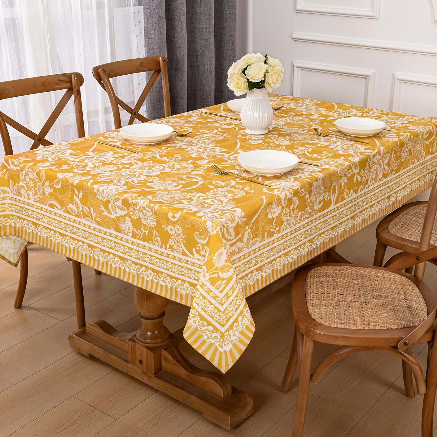 Bungalow Rose Florentius Rectangle Floral Polyester Tablecloth | Wayfair