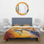 Petit bateau pendant un coucher de soleil chaud et orange - Ensemble de housse de couette nautique - Polyester en microfibre-66392749