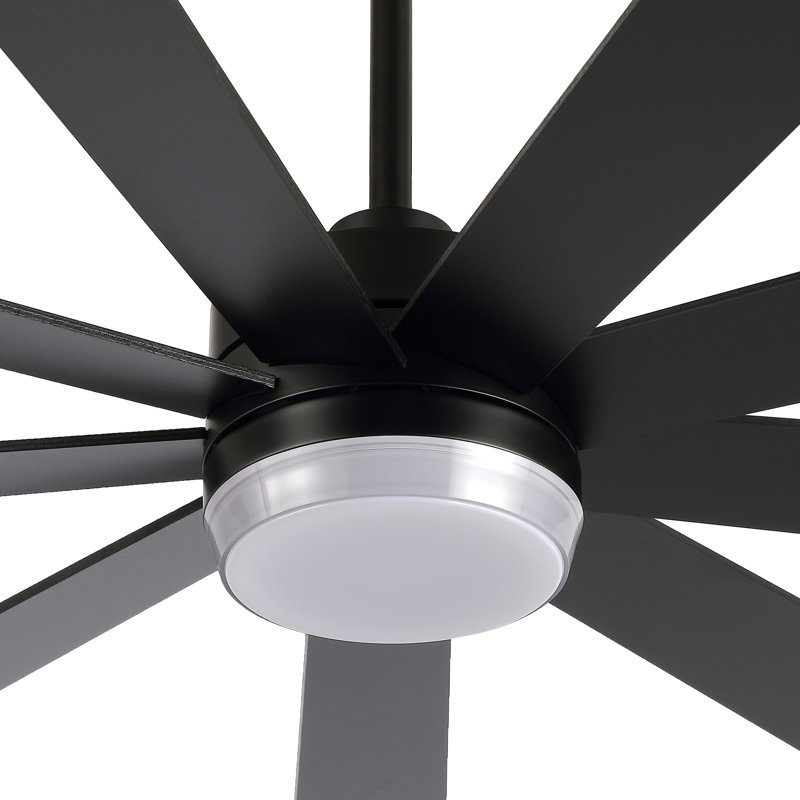 Ventilateur de plafond 9 pales avec éclairage à DEL et télécommande Veun, Noir, 84 po de largeur
