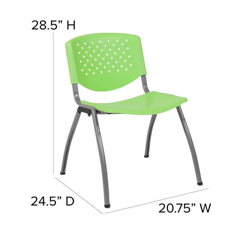 Green Plastic Stacking Reception Chair with Metal Frame