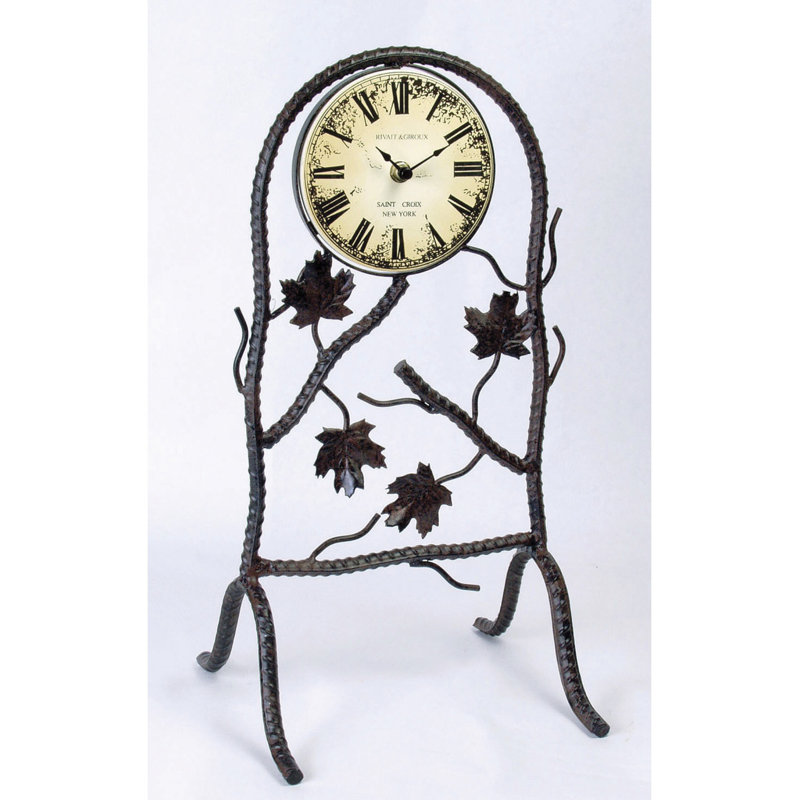 Horloge de table analogique à quartz en métal, noir