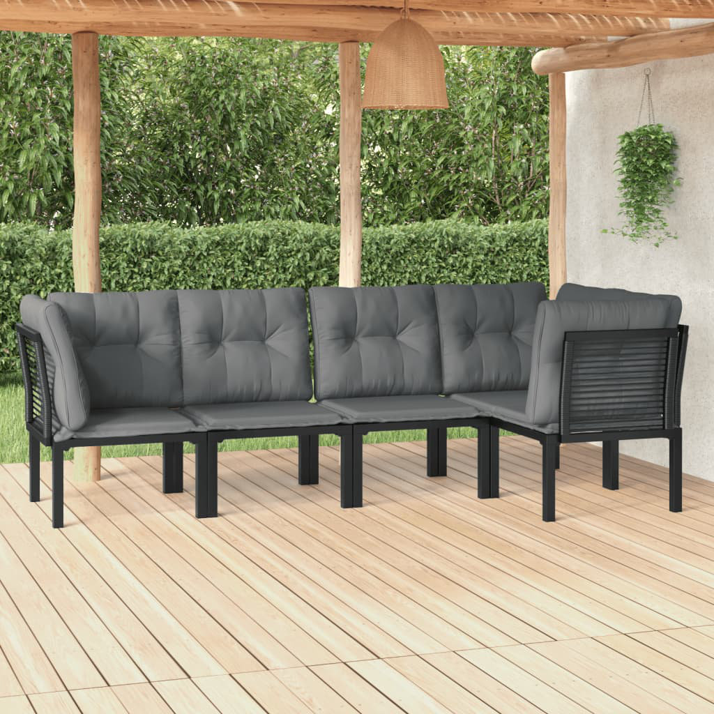 4-Sitzer Lounge-Set Kyriakoula aus Polyrattan mit Polster