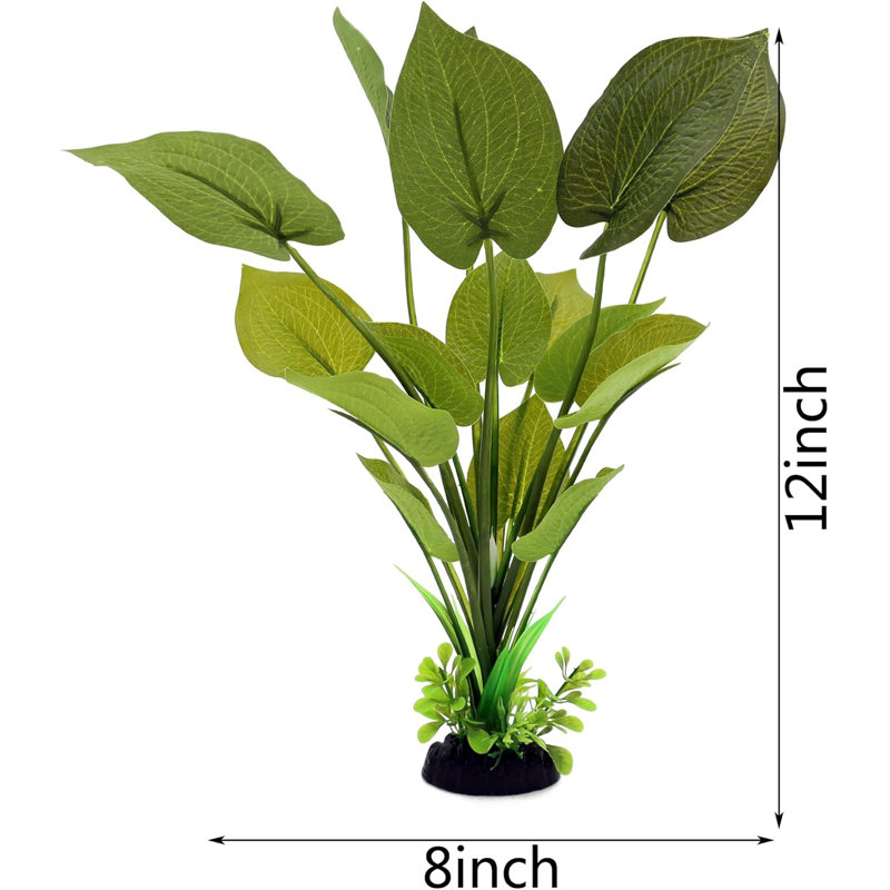Plantes d'aquarium en soie, décorations en soie artificielle pour aquarium de 12 pouces (vert, paquet de 2)