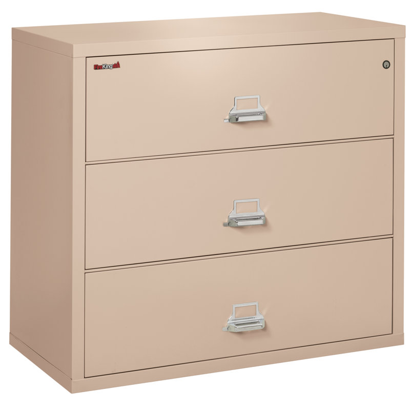 3 - Drawer File Cabinet, Champagne, Manipulation-Proof Comb. Lock