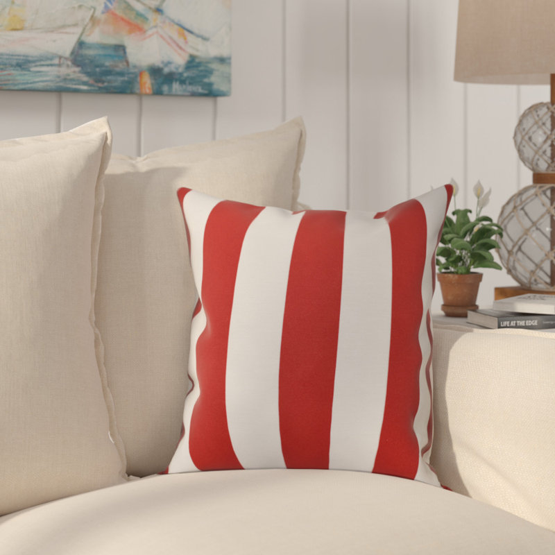 Railey Striped Reversible Throw Pillow, 16" x 16", Red