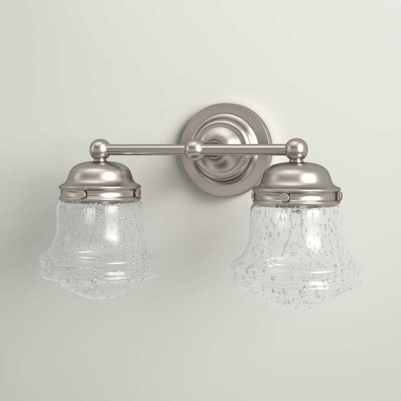 Éclairage de salle de bain à intensité variable 2 lumières Lucas, Nickel brossé