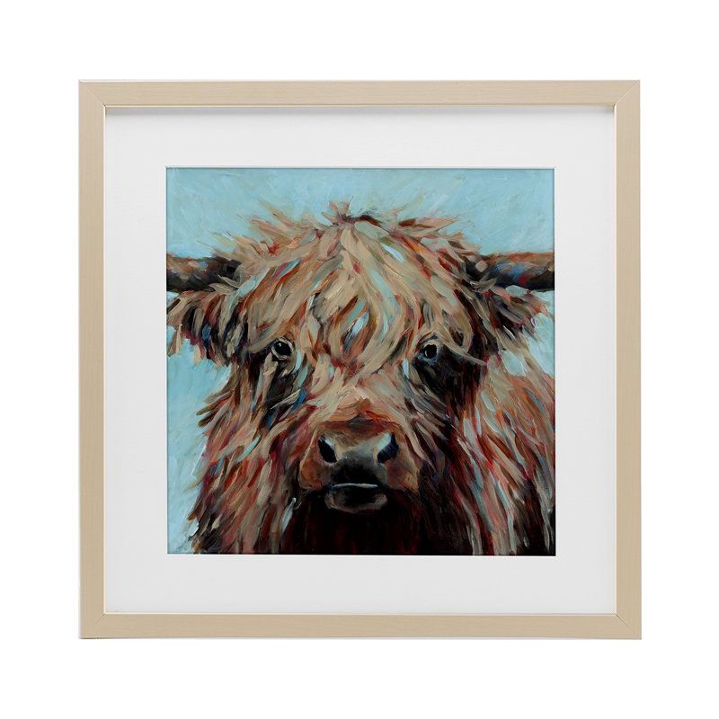 «Cow in Vivid Turquoise», reproduction encadrée sous verre, conception de Wani Pasion, H 13 po x l 13 po