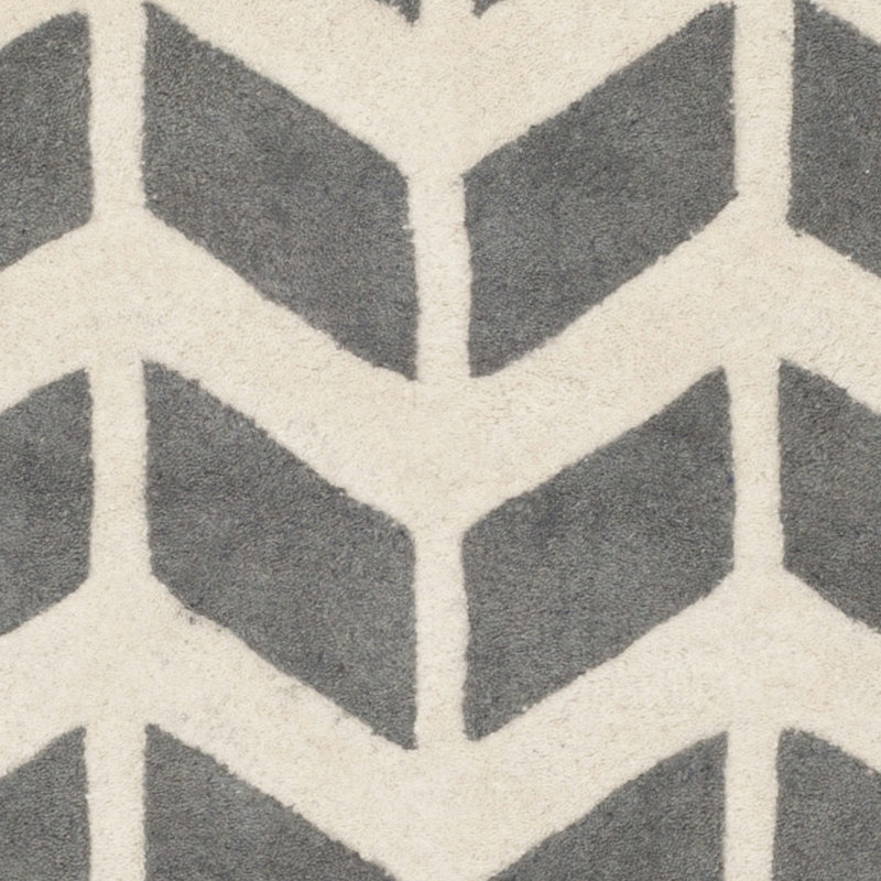 Hand-Tufted Chevron Wool Rug in Dark Grey/Ivory, 8' x 10'