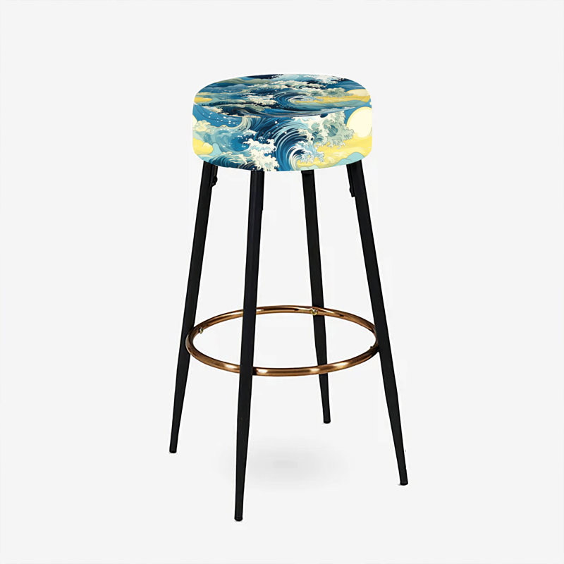Ensemble de 2 tabourets de bar Sunrise Hokusai Waves