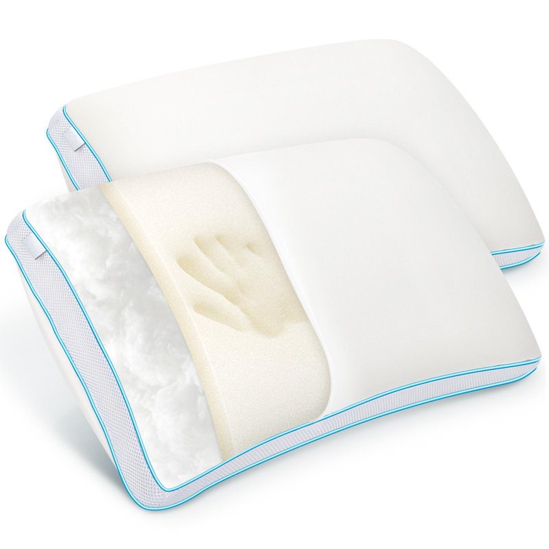 Grand oreiller épais en mousse à mémoire de forme pour le soutien de la nuque, oreillers ergonomiques de taille moyenne