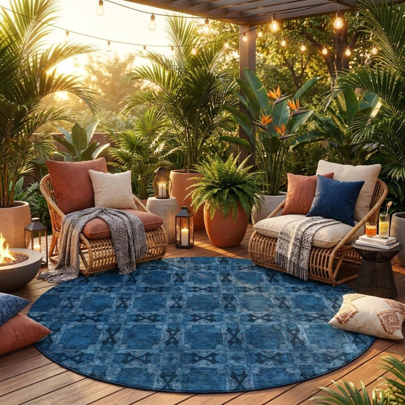Tapis d'intérieur rond antidérapant 8 pi
