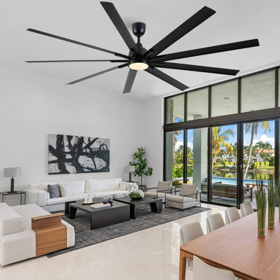 Oversized 84 In. Supper Large Industrial Black Ceiling Fan with Light