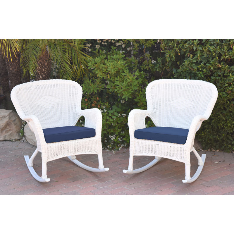 Chaise berçante Batchelder, Bleu, Blanc