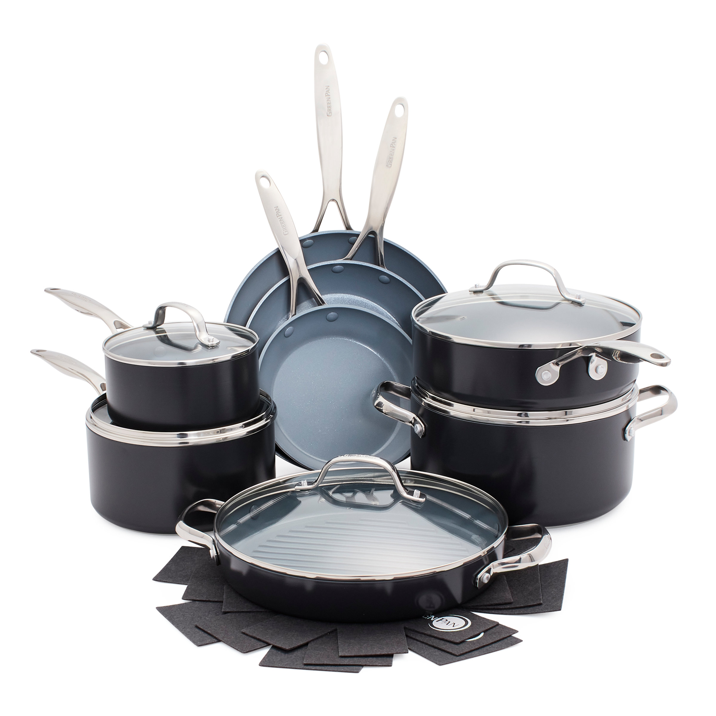 Ceramic Cookware Set Non Stick 16 Pcs Lids Pots Pans Kitchen