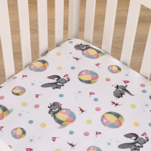 Nojo Disney Dumbo Circus Flags, Balls and Timothy Mouse Nursery Mini Fitted Sheet