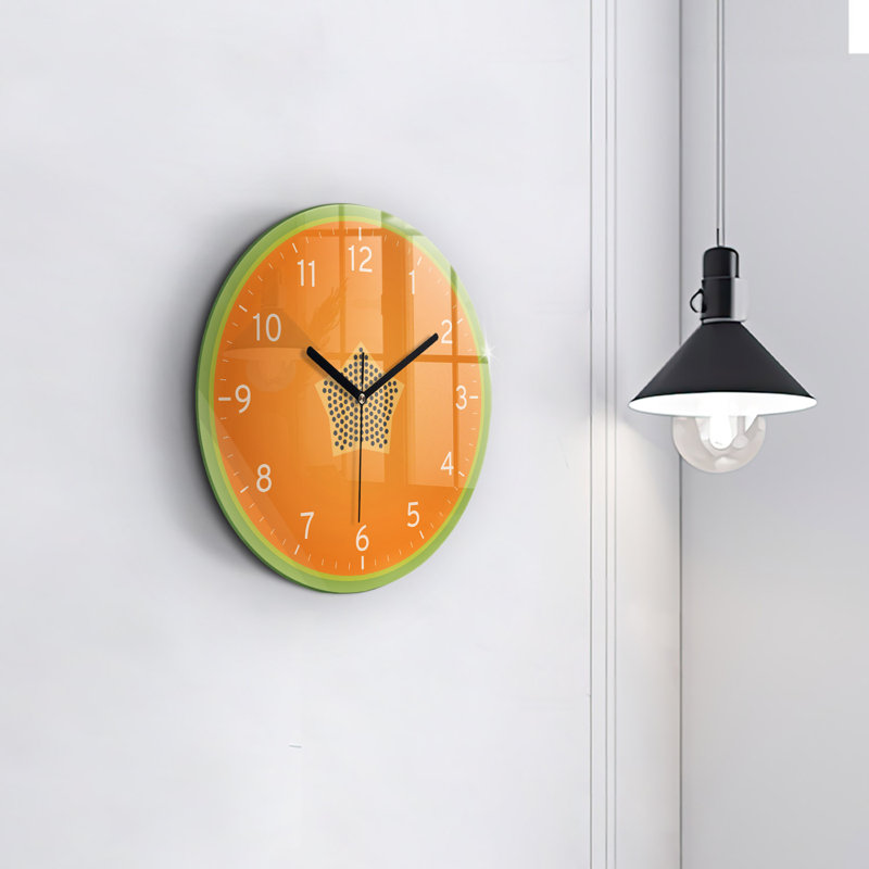 Glass Wall Clock, Orange/Black