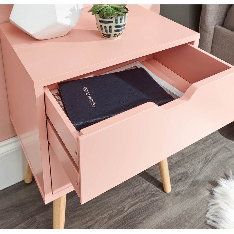 Lalani 40cm W Bedside Table, Coral Pink