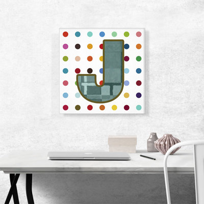 " Fun Polka Dots Letter J " Textual Art Print