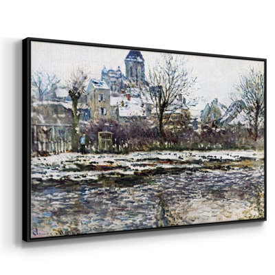 «Snow in Vetheuil», reproduction d'art encadrée sur toile par Claude Monet