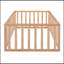 Structure de lit simple en bois avec clôture et porte-116965488