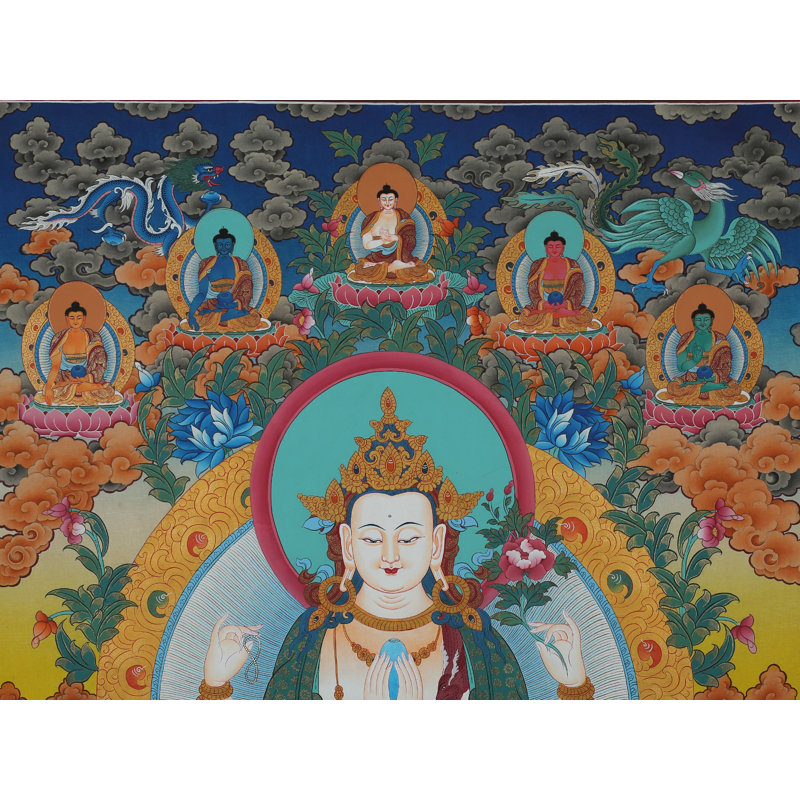 Quatre bras Avalokiteshvara Thangka, peinture (sans brocart)