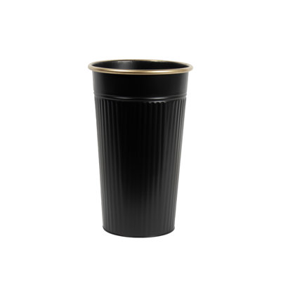 Vase rond en métal noir