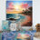 Colourful Beach Landscape I - Nautical & Beach Wall Art Living Room