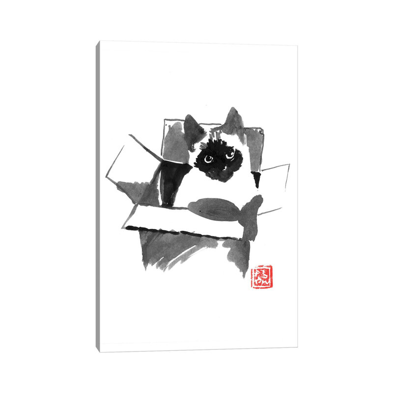 Cat In The Box by Péchane - Print on Canvas, Wrapped Canvas, 101.6 cm H x 66.04 cm W x 3.175 cm D