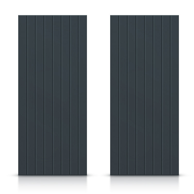 Portes de placard coulissantes à panneaux en bois manufacturé, Gris anthracite, 84 po x 84 po